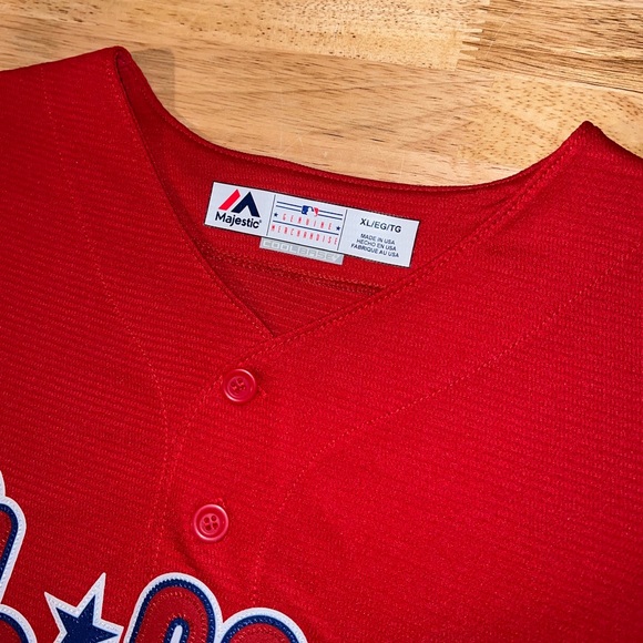 Majestic CoolBase Philadelphia Phillies MLB Sewn Baseball Jersey XL Made in USA! - Picture 7 of 13